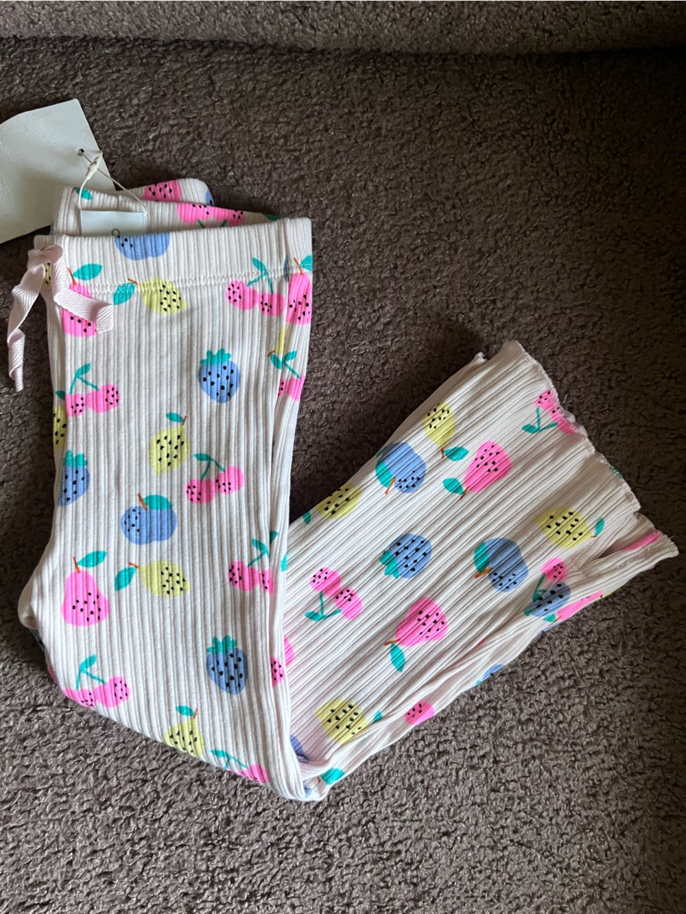 NWT Zara Fruit Print Ribbed Flare Pant